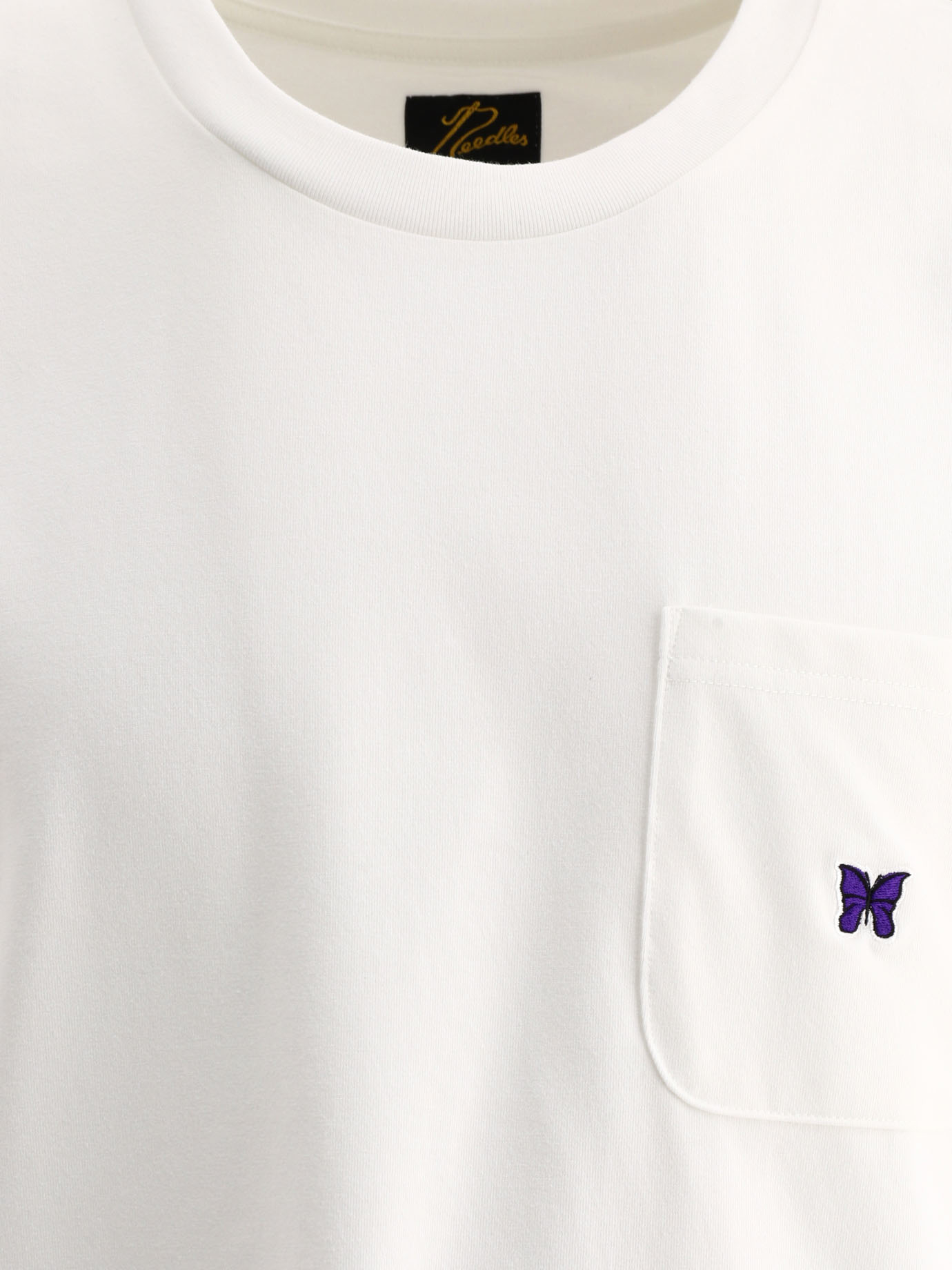 NEEDLES White T-shirt with embroidery and patch pocket